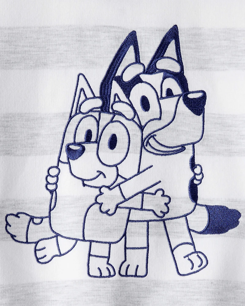 Toddler Bluey Striped French Terry Pullover - Grey