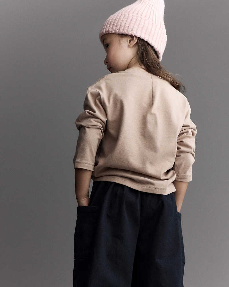 Toddler Girl Cocoa Cat Long-Sleeve Graphic Tee - Tan