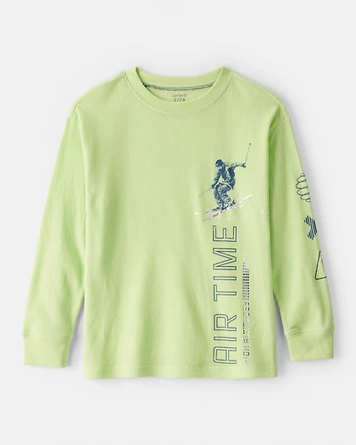 Boys Skiing Long-Sleeve Graphic Tee - Green