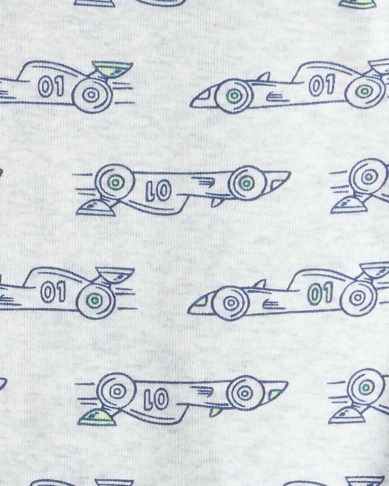 Baby Boy 3-Piece Race Car Quilted Vest Outfit Set - Blue