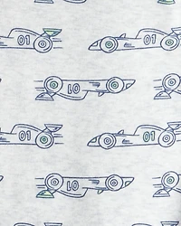 Baby Boy 3-Piece Race Car Quilted Vest Outfit Set - Blue