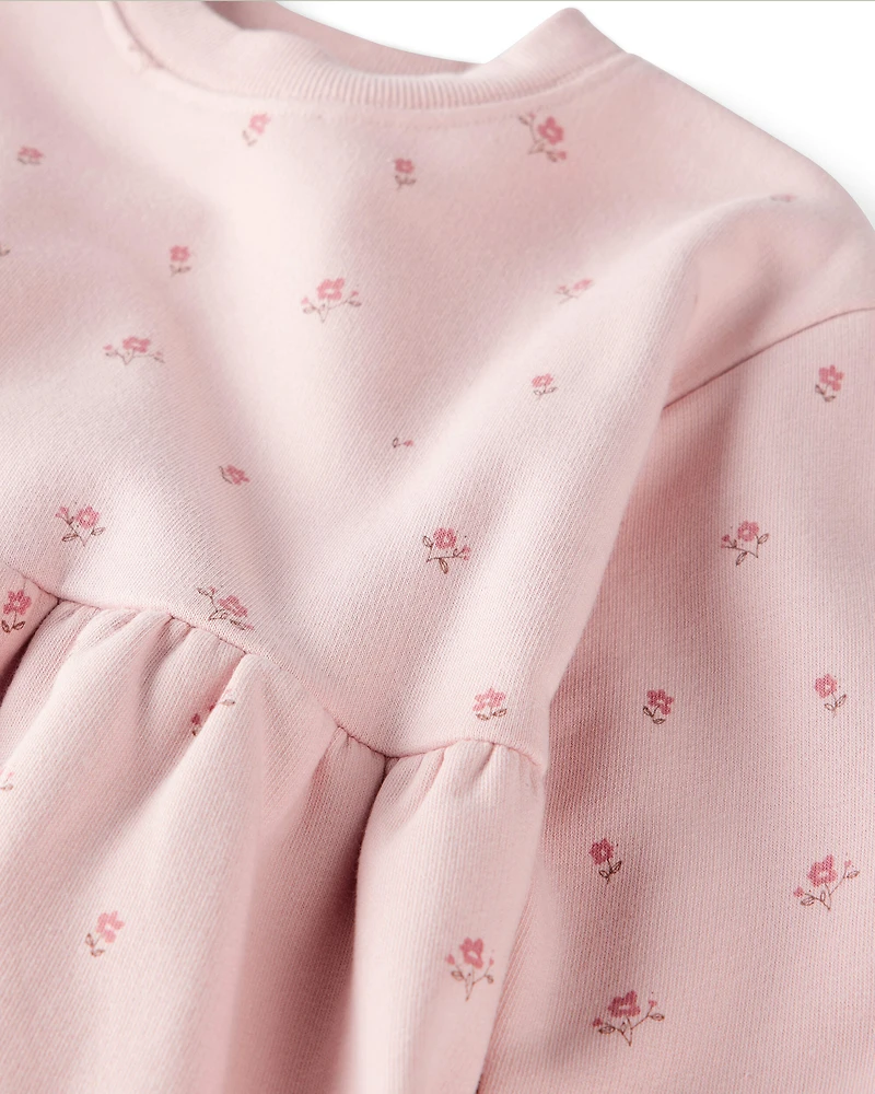 Baby Girl French Terry Dress Made with Organic Cotton Blush Petals Print