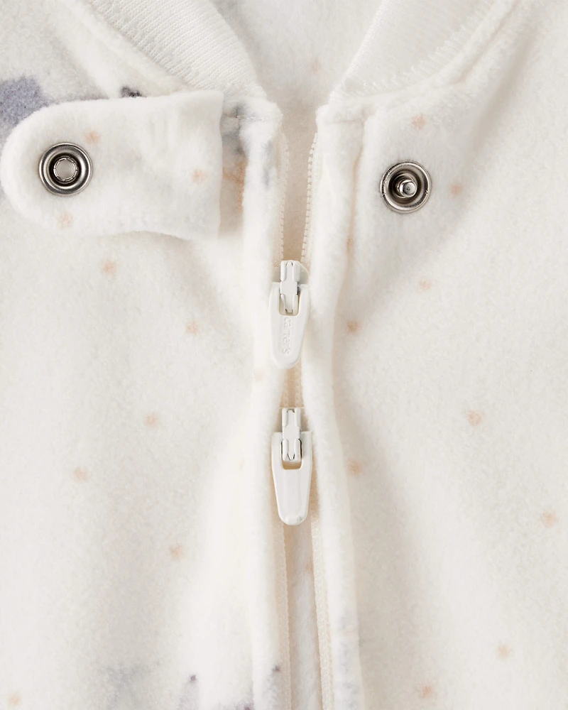 Baby Elephant Print Long-Sleeve Wearable Blanket - White