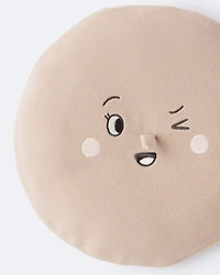 Toddler Girl Beret with Face Graphic - Tan