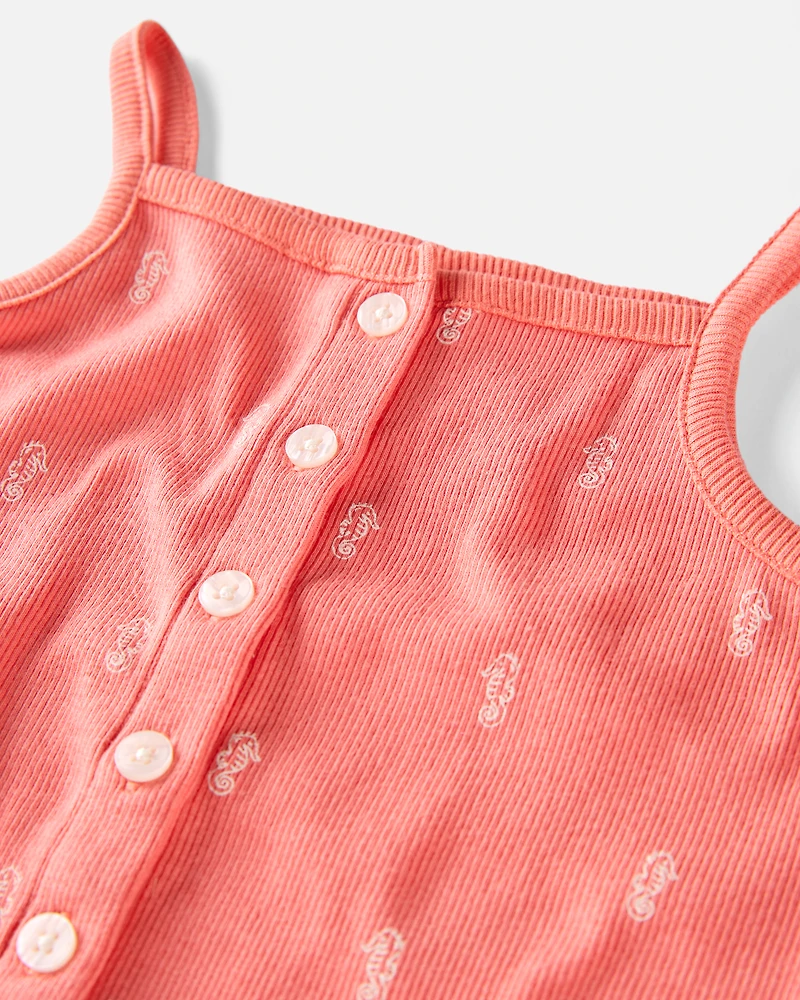 Toddler Organic Cotton Knit Seahorse-Print Romper