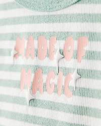 Baby Girl 'Made of Magic' Striped Long-Sleeve Top - Green
