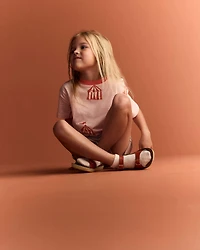 Toddler Girl Relaxed Graphic Tee Big Top Print - Light Pink