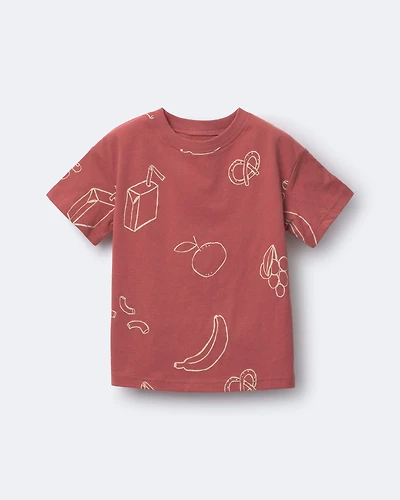 Toddler Relaxed Tee Snack Print - Red