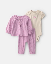 Baby Girl 3-Piece Cherry Layering Set - Pink/Cream