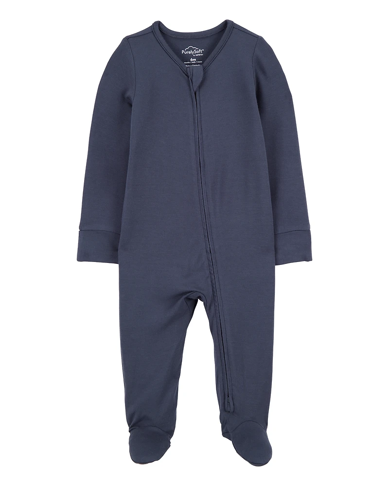 Baby Boy Zip-Up PurelySoft Sleeper Pyjamas - Navy