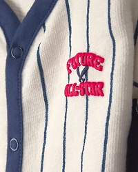 Baby Boy 3-Piece Baseball Striped Top & Short Set - Blue/Ivory