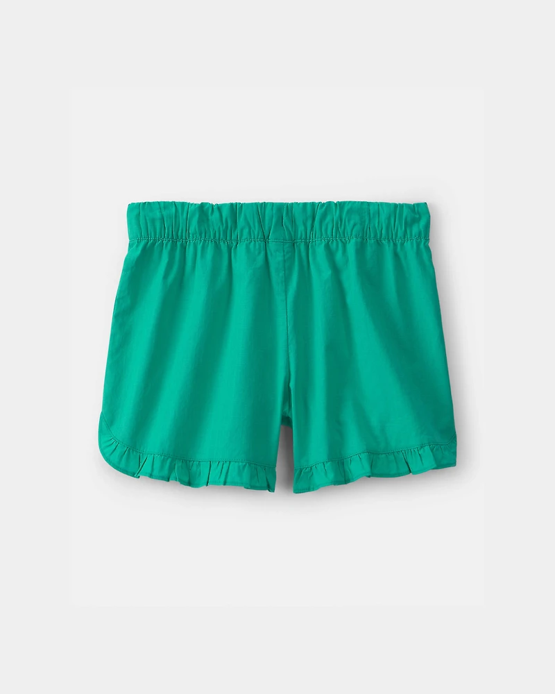 Girls Ruffle-Trim Shorts - Green