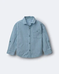 Toddler Boy Button-Down Long-Sleeve Shirt Stripes - Blue