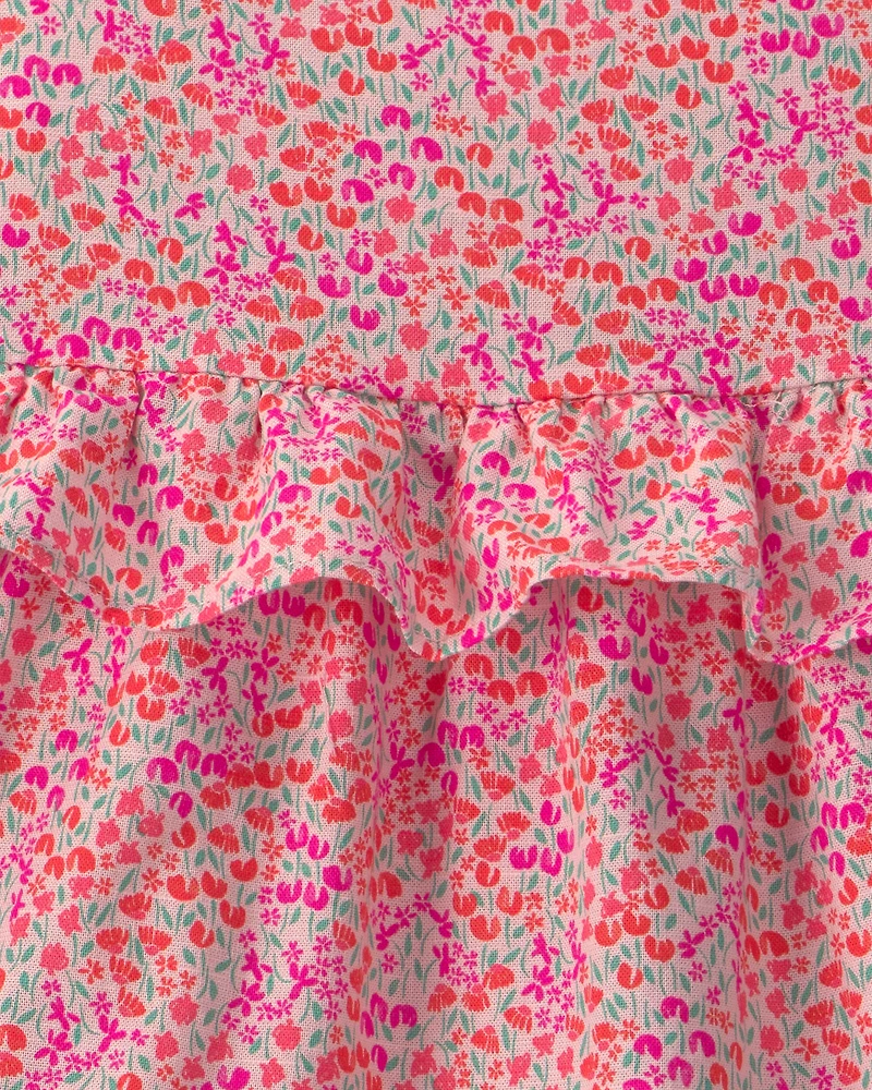 Toddler Girl Floral Ruffle Tiered Dress - Pink