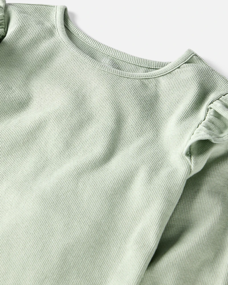 Girls 3-Pack Organic Cotton Flutter Long Sleeve Tees