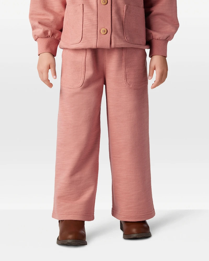 Toddler Girl 100% Cotton Wide-Leg Pants - Pink