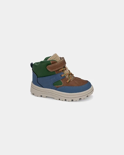 Toddler Boy Colour Block High Top Boots - Blue/Brown/Green