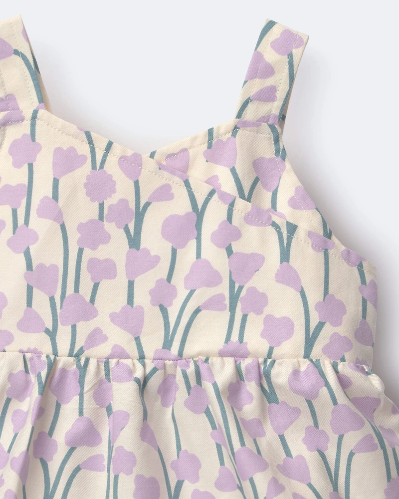 Toddler Girl Peplum Tank Top Wildflower Print - Cream