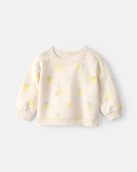 Baby Girl French Terry Pullover Sweatshirt - Lemon