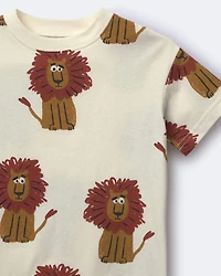 Toddler Relaxed Graphic Tee Lion Print - Cream