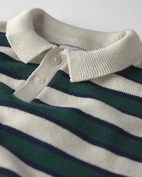 Toddler Boy Organic Cotton Sweater Knit Polo Stripes