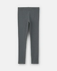 Girls Pull-On Stretch Rib Leggings - Grey