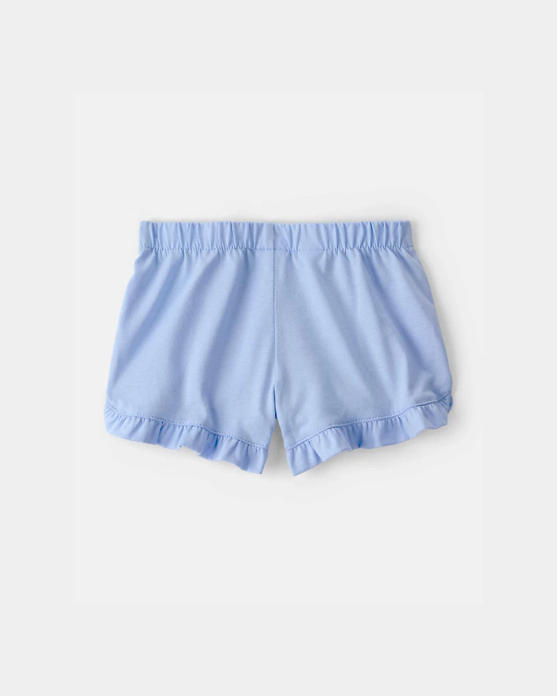 Baby Girl 2-Pack Flutter-Hem Fashion Shorts - Orange/Blue