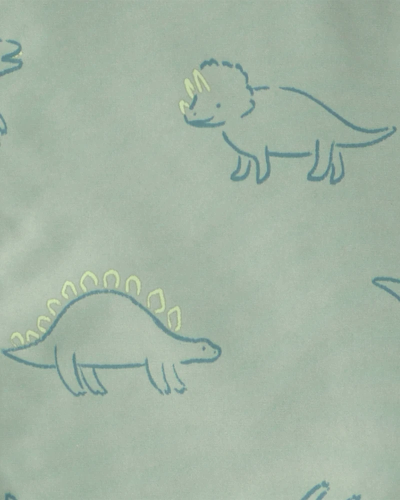 Boys Dinosaur Print Rain Jacket- Green