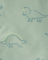 Boys Dinosaur Print Rain Jacket- Green