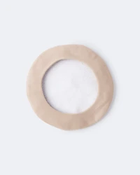 Toddler Girl Beret with Face Graphic - Tan