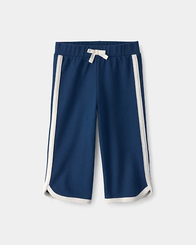 Baby Girl French Terry Wide-Leg Pants - Blue