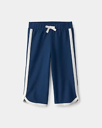 Baby Girl French Terry Wide-Leg Pants - Blue