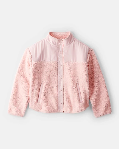 Girls Long-Sleeve Sherpa Jacket - Pink