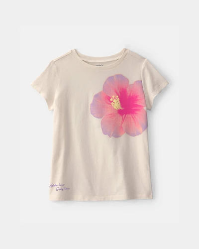 Girls Tropical Flower Graphic Tee - Ivory