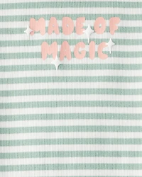 Baby Girl Made of Magic' Striped Long-Sleeve Top - Green