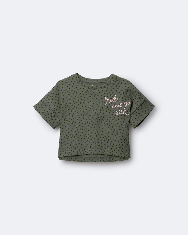 Toddler Girl 'Hide and Seek' High-Low Dolman Tee - Olive
