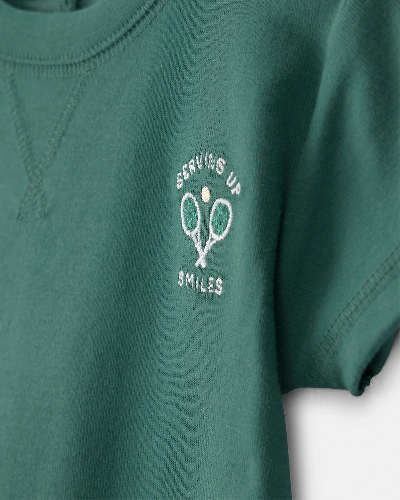 Baby Tennis Short-Sleeve Romper - Green