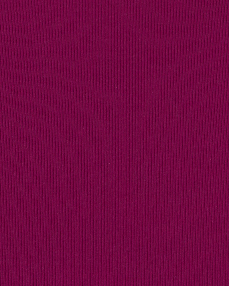 Girls Long-Sleeve Ribbed Top - Burgundy