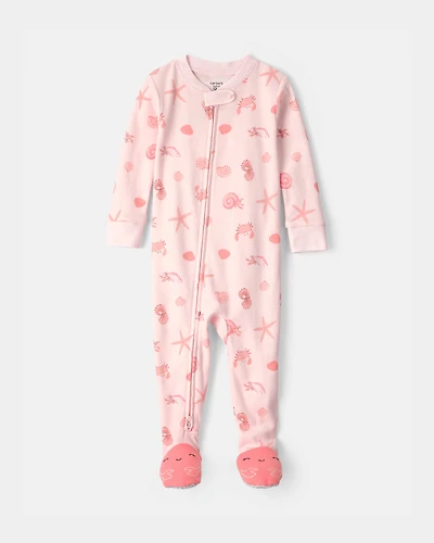 Toddler Girl Shell Animal 100% Cotton Snug Fit 1-Piece pyjama - Pink