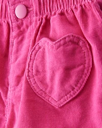 Baby Girl Heart Pocket Barrel Pants - Pink