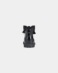 Girls Bow Combat Boots - Black
