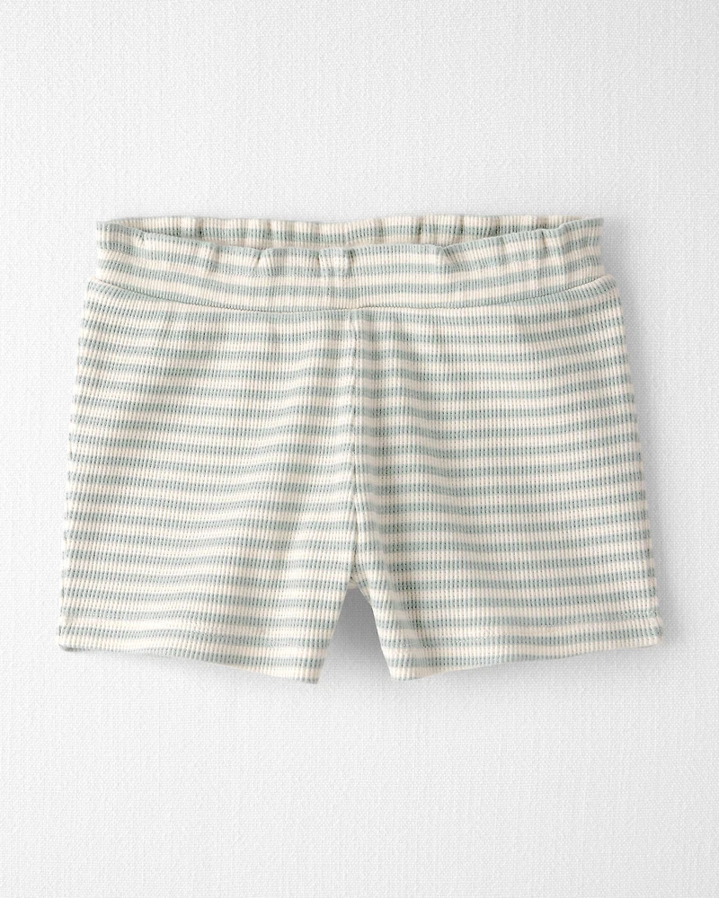 Toddler Girl 2-Piece Organic Cotton Waffle Knit Top & Short Set Stripes