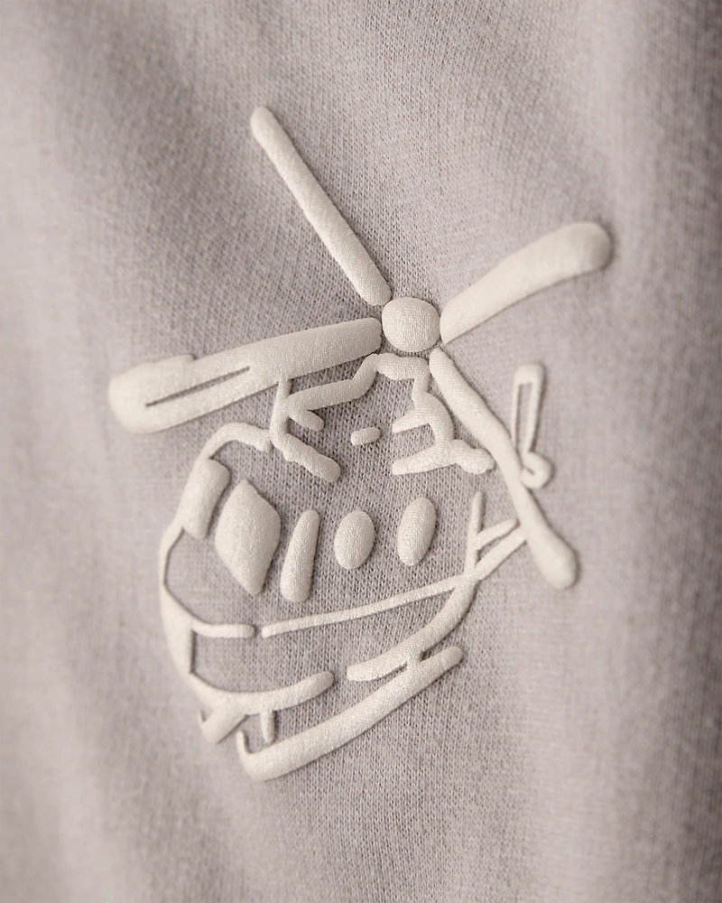 Toddler Boy Helicopter French Terry Sweatshirt & Pant Set - Grey