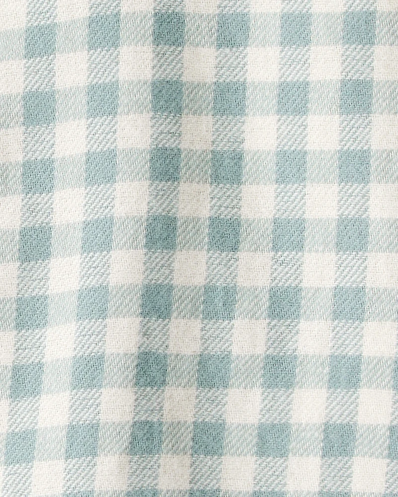 Baby Boy Checkered Print Bodysuit Overall Set - Blue