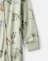 Baby Boy Dinosaur Print PurelySoft Long-Sleeve Sleeper - Green
