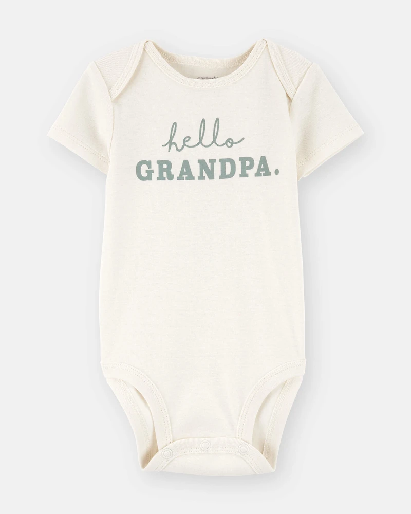 Baby Cotton Short-Sleeve Graphic Bodysuit - White
