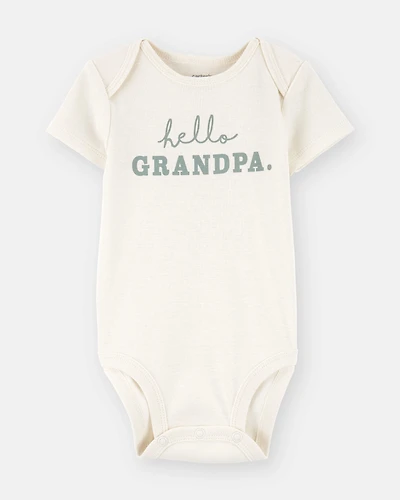 Baby Cotton Short-Sleeve Graphic Bodysuit - White
