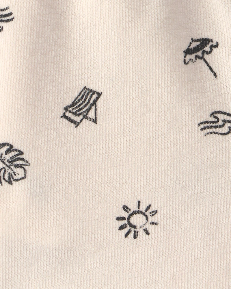 Toddler Boy Beach Shorts - Cream/Black