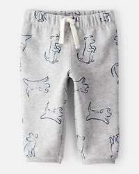 Baby Boy Dog Knit Pull-On Pants - Grey