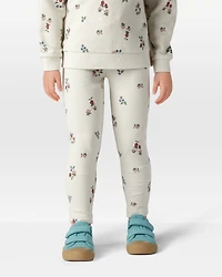 Toddler Girl Organic Cotton Ribbed Knit Pants Berry Blossom Print